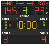 Multisport scoreboard with programmable team-names - FIBA approved electronic scoreboard
